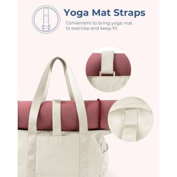BAGSMART Tote Bag for Women with Zipper, Gym Tote with Compartments, Work Tote Nurse Dance Yoga Bag for Sport, Travel