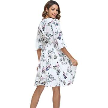 VintageClothing Women's Floral Sundresses Flowy Boho Summer Casual Beach Dress Button Up Midi Party ...