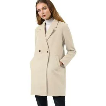 Allegra K Women's Double Breasted Winter Coat