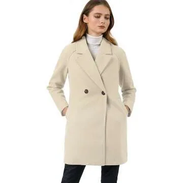 Allegra K Women's Double Breasted Winter Coat