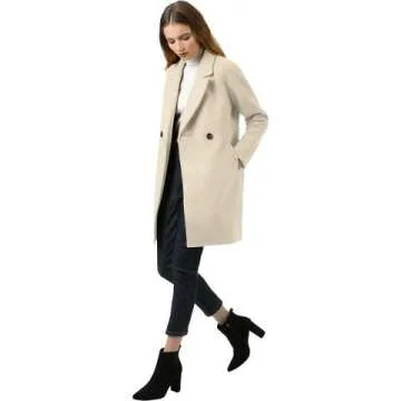 Allegra K Women's Double Breasted Winter Coat
