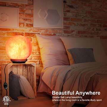 Himalayan Glow Wide Hand Carved, 8-11 LBS, Natural Globe Salt Lamp - 1451