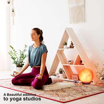 Himalayan Glow Wide Hand Carved, 8-11 LBS, Natural Globe Salt Lamp - 1451