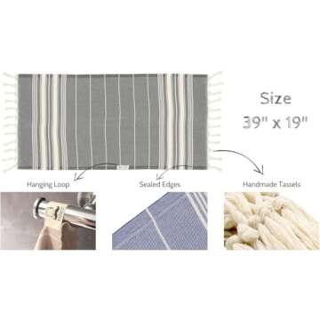 Bazaar Anatolia Hand Towels Set of 4 - 100% Cotton Turkish Towel