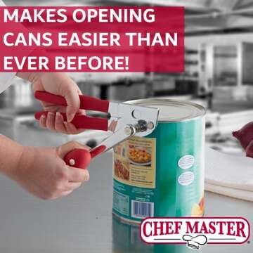 Chef-Master Heavy Duty Ergonomic Can Opener for Large Cans