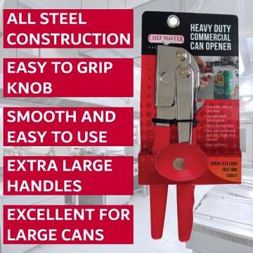 Chef-Master Heavy Duty Ergonomic Can Opener for Large Cans