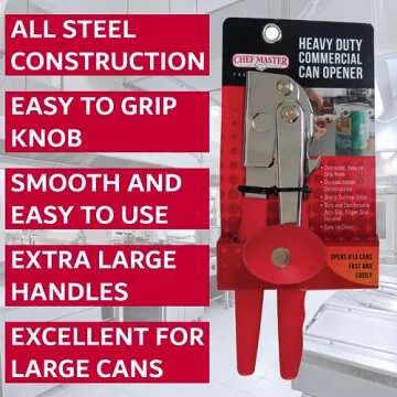Chef-Master Heavy Duty Ergonomic Can Opener for Large Cans