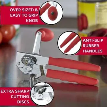 Chef-Master Heavy Duty Ergonomic Can Opener for Large Cans