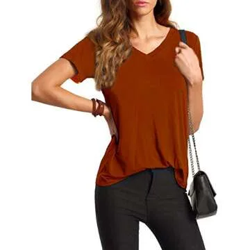 Floerns Women’s V Neck Short Sleeve Casual Tee Shirt
