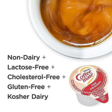 Nestle Coffee mate Coffee Creamer, Original, Liquid Creamer Singles, Non Dairy, No Refrigeration, 0....