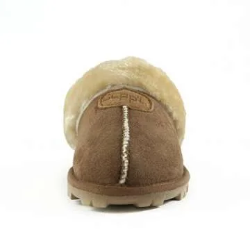 CLPP'LI Womens Slip on Faux Fur Warm Winter Mules Fluffy Suede Comfy Slippers-Tan-10