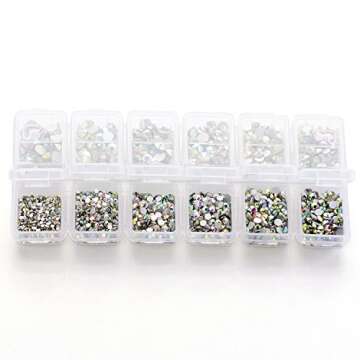 Zealer 1800pcs Crystals AB Nail Art Rhinestones Round Beads Top Grade Flatback Glass Charms Gems Stones for Nails Decoration Crafts Eye Makeup Clothes Shoes 300pcs Each (Mix SS3 6 10 12 16 20)