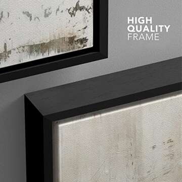 wall26 Framed Canvas Print Wall Art Pastel Minimal Grunge Brown White Paint Strokes Abstract Shapes Illustrations Modern Art Decorative Contemporary for Living Room, Bedroom, Office - 16x24 Black