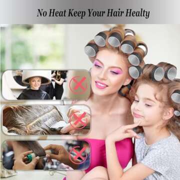 OEIEZ Hair Roller Set,Velcro Rollers for Hair,Heatless Hair Curlers, Salon Hairdressing Curlers, DIY Hair Styles, 3 sizes Jumbo Large Medium 18pcs Hair Volume with Makeup Case & Clips & Comb (Black)
