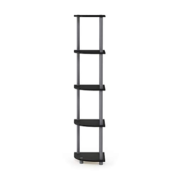 Furinno 5-Tier Corner Shelf Black Grey Space-Saving