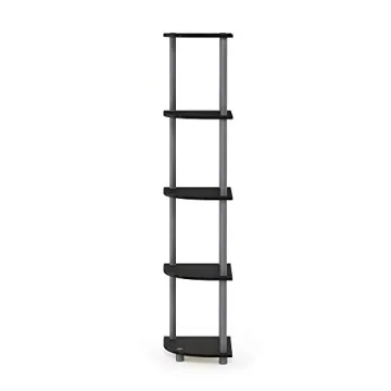 Furinno 5-Tier Corner Shelf Black Grey Space-Saving