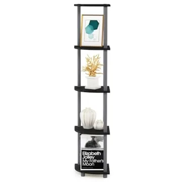 Furinno 5-Tier Corner Shelf Black Grey Space-Saving