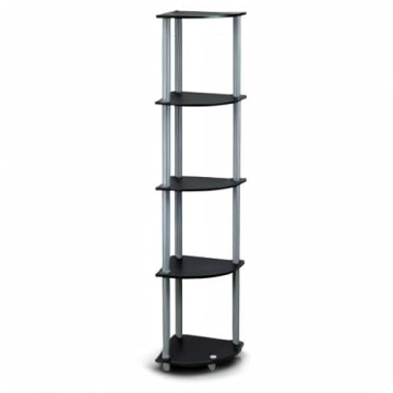 Furinno 5-Tier Corner Shelf Black Grey Space-Saving