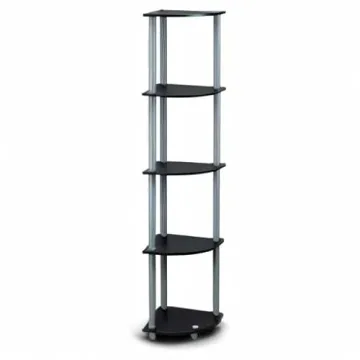 Furinno 5-Tier Corner Shelf Black Grey Space-Saving