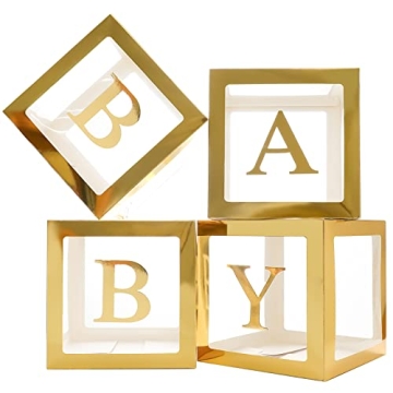 Keencopper Gold Baby Boxes with Letters for Baby Shower, Baby Shower Decorations for Boys or Girls, ...