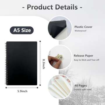 YUATCYA Durable A5 Reusable Sticker Storage Book