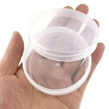 Amersumer 20Pack Round Clear Frosted Plastic Bead Storage Containers Box Case with Screw Top Lids,Cylinder Stackable Bead Containers for Make Up,Eye,Pills,Gems,Beads,Jewelry,Small Items,2.6x1 Inches