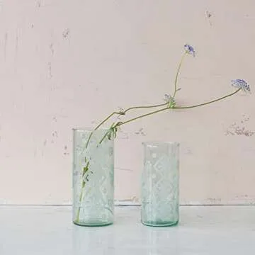 Creative Co-Op Recycled Etched Glass Hurricane - Eco-Friendly Decor Accent