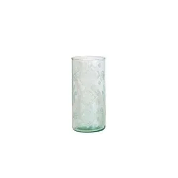 Creative Co-Op Recycled Etched Glass Hurricane for Decor