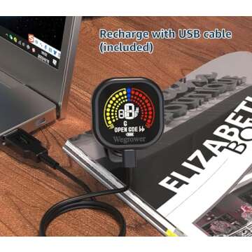 Wegrower Rechargeable Guitar Tuner with Clip and LCD Display