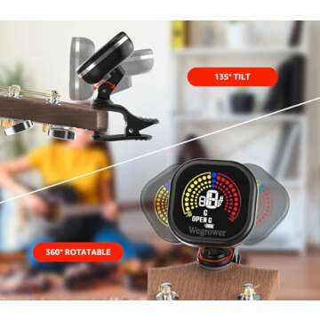 Wegrower Rechargeable Guitar Tuner with Clip and LCD Display