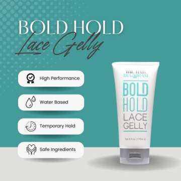 The Hair Diagram - Bold Hold Lace Gelly - Glueless - Temporary Daily Hold For Lace Front Wigs and Hair Systems - Styling Agent For Baby Hairs - Non Toxic - Alcohol Free - Water Based Formula - 6oz