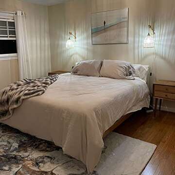 Frideko Rattan Plug in Wall Sconces Wicker Wall Lamp with Plug in Cord Hand Woven Rattan Wall Light Farmhouse Wall Sconce Wall Mounted Light Boho Sconces Wall Lighting for Living Room Bedroom