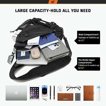 SKYSPER Sling Laptop Bag (Up to 13 Inch) - 18L Crossbody Sling Backpack Travel Shoulder Bag Hiking D...