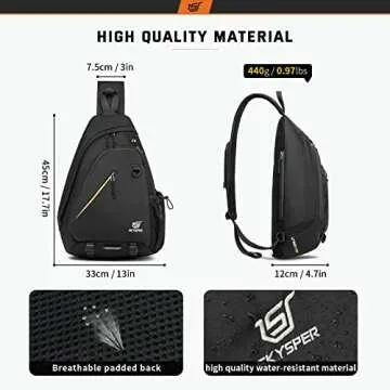 SKYSPER Sling Laptop Bag (Up to 13 Inch) - 18L Crossbody Sling Backpack Travel Shoulder Bag Hiking Daypack for Men Women(Black)