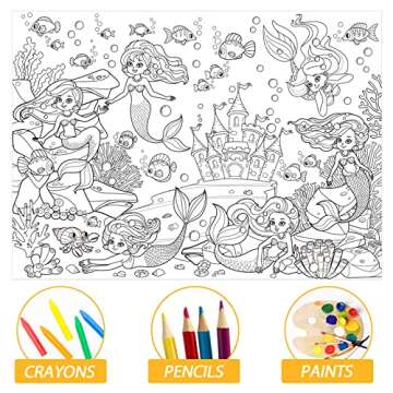 Tevxj Mermaid Giant Coloring Poster for Kids