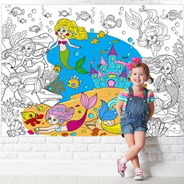 Tevxj Mermaid Giant Coloring Poster for Kids