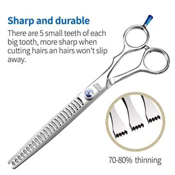 Fenice Professional 7/7.5/8 Pet Grooming Scissors Thinning Cutting Shears for Dog s/Cats Thinning Rate:70-80%(8.0 inch)