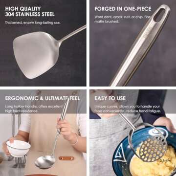 304 Stainless Steel 12-Piece Kitchen Utensils Set