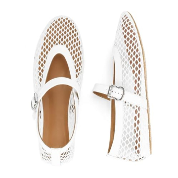 Stylish MICIFA Women's Mesh Ballet Flats with Buckle Strap