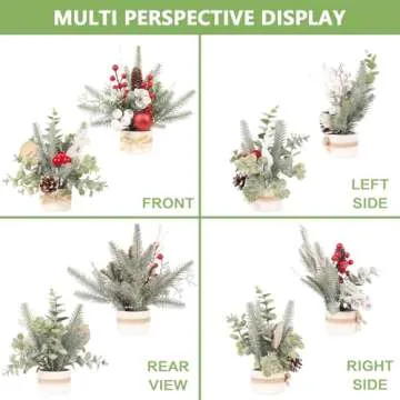 JIALEIXI Small Mini Tabletop Christmas Tree,12" Artificial Little Potted for Christmas Decor