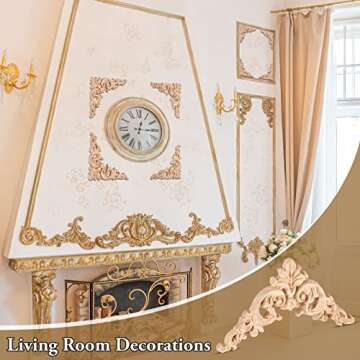 20 Pcs Wood Applique Corner Onlay Decorative Wood Applique DIY Wooden Carved Corner Unpainted Wooden...