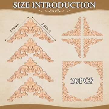 20 Pcs Decorative Wood Appliques for DIY Furniture Design