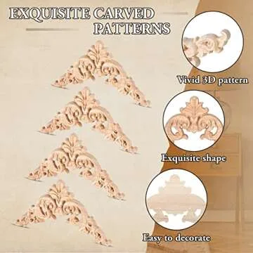 20 Pcs Decorative Wood Appliques for DIY Furniture Design