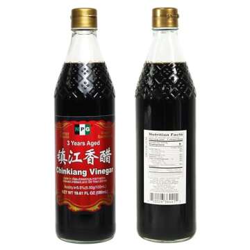 NPG Chinkiang Vinegar 19.61 Fl Oz (580ml), 3 Years Aged Zhenjiang Black Rice Vinegar, Naturally Brewed Chinese Black Vinegar For Dumplings, Xiao Long Bao, Sushi, Salad, Marinade, Stir Fry