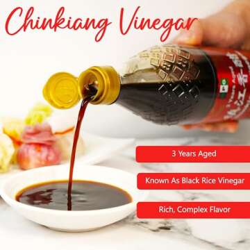 NPG Chinkiang Vinegar 19.61 Fl Oz (580ml), 3 Years Aged Zhenjiang Black Rice Vinegar, Naturally Brewed Chinese Black Vinegar For Dumplings, Xiao Long Bao, Sushi, Salad, Marinade, Stir Fry