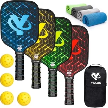 YILLOG Pickleball Paddles, USAPA Approved, Set of 4, Fiberglass Surface Pickleball Set, 4 Pickleball...