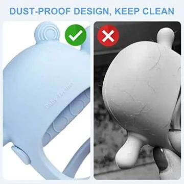Never Drop Baby Teething Toy for 0-6 Month Infants, Dust-Proof Baby Chew Toys & Soothing Pacifier 2-in-1, Silicone Hand Teether for Babies 6-12 Months Sucking Needs, BPA Free