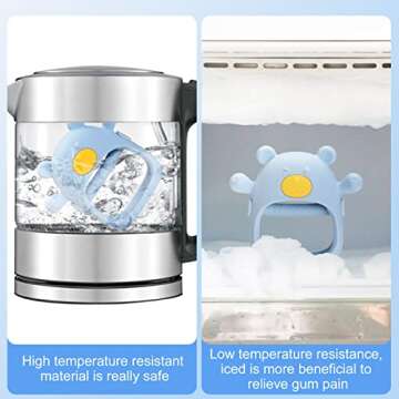 Never Drop Baby Teething Toy for 0-6 Month Infants, Dust-Proof Baby Chew Toys & Soothing Pacifier 2-in-1, Silicone Hand Teether for Babies 6-12 Months Sucking Needs, BPA Free