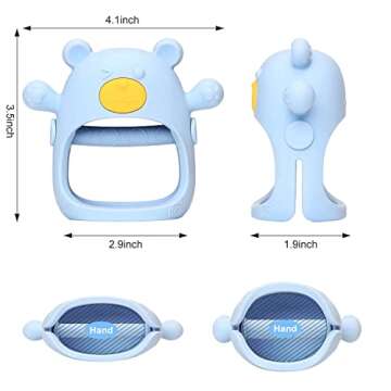 Never Drop Baby Teething Toy for 0-6 Month Infants, Dust-Proof Baby Chew Toys & Soothing Pacifier 2-in-1, Silicone Hand Teether for Babies 6-12 Months Sucking Needs, BPA Free