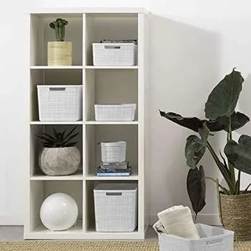 Curver Set of 4 Jute Large Decorative Plastic Organization and Storage Baskets Perfect Bins for Home...